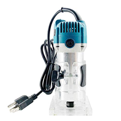 Cozyel 110V 800W Palm Router Electric Hand Trimer Wood Router 1/4" Collets Woodworking Tool Laminate Trimer, Blue Cozyel