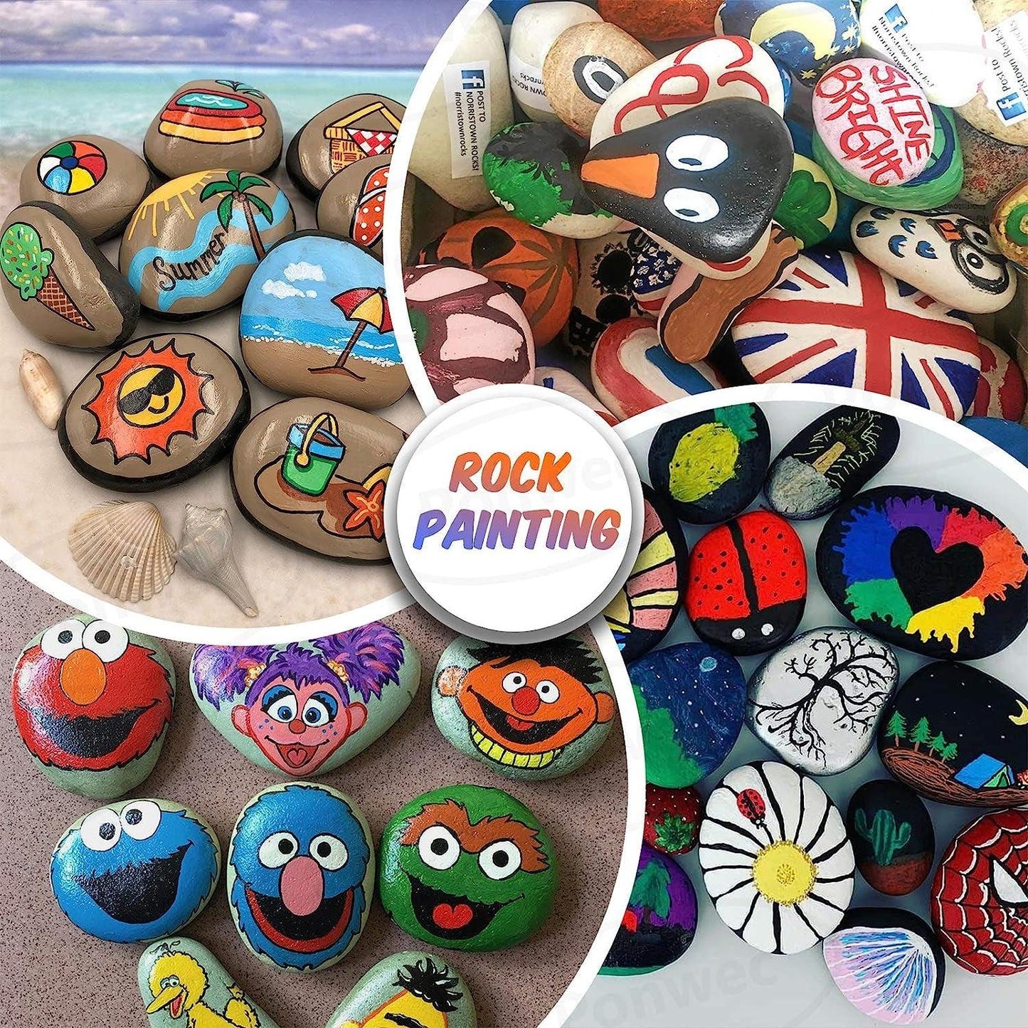 40PCS Rocks for Painting,Smooth Unpolished Craft Rocks Stones DIY Rocks Flat Assorted Size - WoodArtSupply