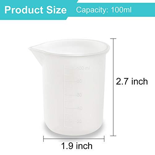 Coopay 12 PCS 100 ml Silicone Measuring Cups for Resin Non-Stick Mixing Cups Glue Tools, Precise Scale for for Resin DIY Craft Jewelry Making Coopay