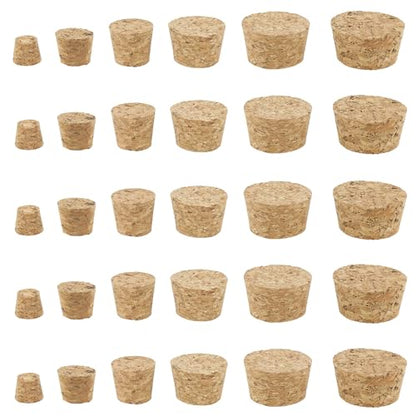 DGZZI 30PCS Cork Stopper Wooden Tapered Cork Stopper Wine Bottle Stopper Oak Stopper Glass Bottle Stopper 6 Sizes Each 5PCS for Wine Beer Bottle Can