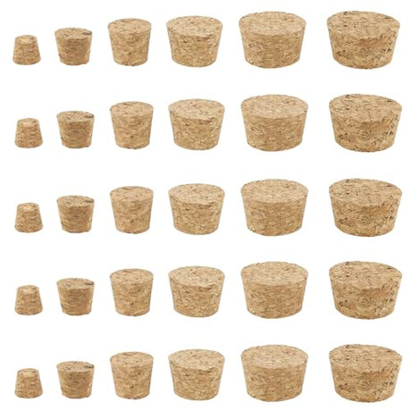 DGZZI 30PCS Cork Stopper Wooden Tapered Cork Stopper Wine Bottle Stopper Oak Stopper Glass Bottle Stopper 6 Sizes Each 5PCS for Wine Beer Bottle Can DGZZI