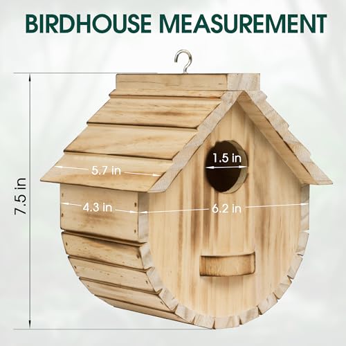 Bird House for Outside, Wooden Blue Houses for Outdoors with Standing Platform for Garden, Birdhouse with Viewing Holes for Yard, Hanging Birdhouse - WoodArtSupply