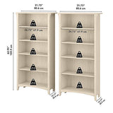 Salinas Antique White 5-Shelf Bookcase Set - Elegant Storage Solution for Any Room Bush Furniture