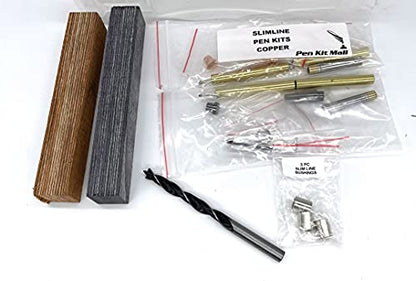 Pen Kit Mall - 7MM Slimline Pen Kit Starter Set with Case, Drill Bit, Bushings and Wood Blocks - WoodArtSupply