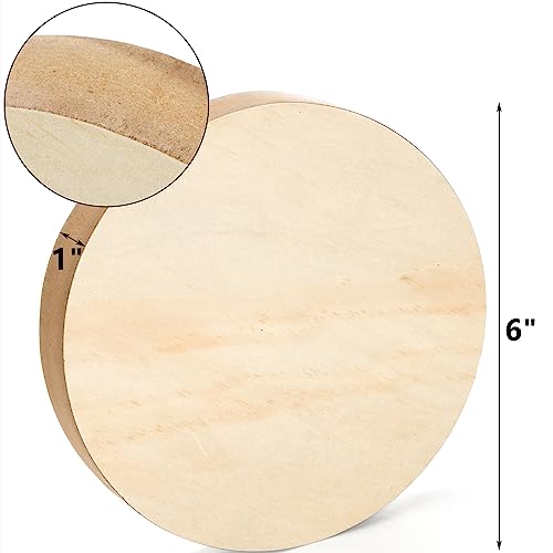 DEAYOU 6 Pack MDF Wood Circle, 6 Inch Round Unfinished Wood Board Disc, Wooden Plaque Coaster for Painting Crafts, Medium Density Fiberboard, 1" DEAYOU
