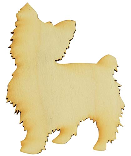 Package of 1, Medium 6.5" X 8" X 1/8" Standing Yorkie Wood Cutout for Art & Craft Project, Made in USA - WoodArtSupply