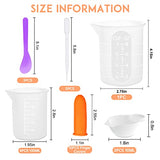 Silicone Resin Measuring Cups Tool Kit, Non-Stick Silicone Cups for Epoxy Resin, Reusable 250&100ml Silicone Mixing Cups with Stir Sticks, Pipettes, YITIAOXIAOYU