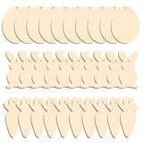 Easter Wooden Ornaments, 30 Pack Unfinished Wood Easter Egg Bunny Carrot Cutouts for DIY Crafts Easter Hanging Embellishments for Easter Party ONTODEX