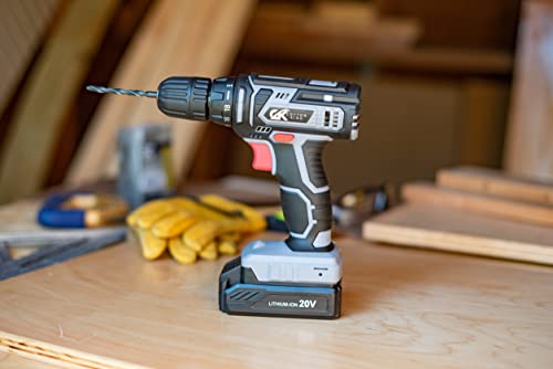 Cordless Drill/Driver Kit, 20V MAX 3/8” Keyless Chuck Compact Drill Set 2.0A Battery, Charger, 18+1 Torque Clutch, 0-650 No Load Speed, 309 In-lbs CottonKing