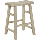 eHemco Heavy-Duty Solid Wood Saddle Seat Kitchen Counter Height Barstools, 24 Inches, Unfinished, Set of 2 eHemco