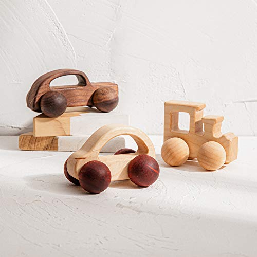 3PCS Wooden Baby Toys,Baby Grasping Toys Push Car Toys Montessori Toys Wooden Toy Vehicles,#3 - WoodArtSupply