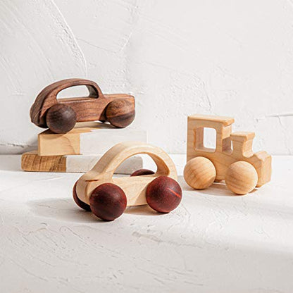 3PCS Wooden Baby Toys,Baby Grasping Toys Push Car Toys Montessori Toys Wooden Toy Vehicles,#3