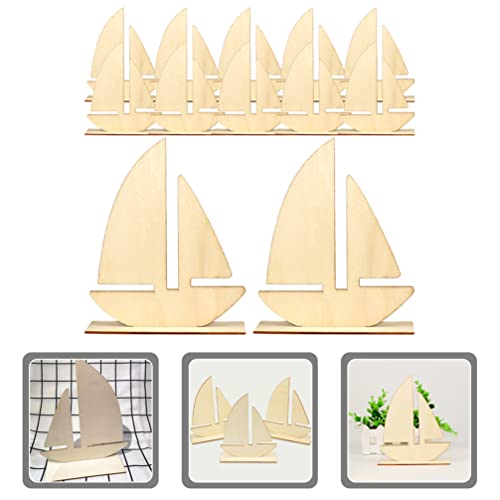 10pcs Sailboat Wood Slices Unfinished Wood Cutouts Rustic Blank Wood Sailing Ship Slice Pieces Ornaments Hanging Embellishments for Beach Ocean Theme Sewroro