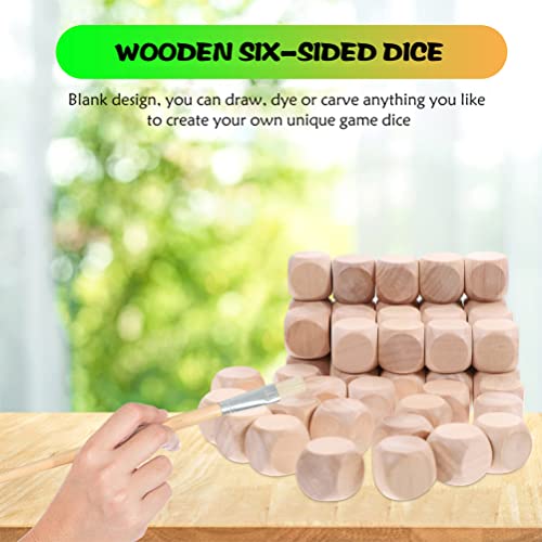 Wood Square Cubes 20pcs Blank Wooden Dice Unfinished Wood Cube Small Blank Square Blocks 6 Sided Wood Cubes with Rounded Corners for DIY Craft TEHAUX