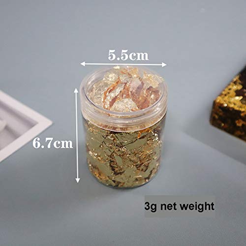 Gold Leaf, Gold Flakes, Gold Foil Flakes for Resin, Imitation Gold Foil Flakes Metallic Leaf Gold Foil for Nails Painting Crafts Slime and Resin UpTuoLi