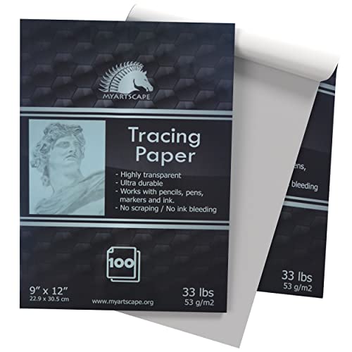 MyArtscape Tracing Paper Pad - 33lb - 9" x 12" - 100 Transparent Sheets - Artist Quality MyArtscape