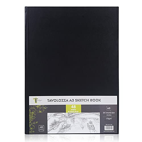 Tavolozza A3 (16.54"x11.69") Heavyweight Hardcover Sketch Book, 96 Pages (102 lb/170gsm), Durable Acid Free Drawing Paper for Painting & Drawing Dry Tavolozza Fine Arts