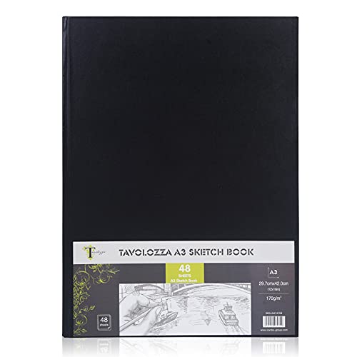 Tavolozza A3 (16.54"x11.69") Heavyweight Hardcover Sketch Book, 96 Pages (102 lb/170gsm), Durable Acid Free Drawing Paper for Painting & Drawing Dry - WoodArtSupply