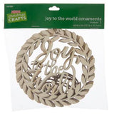 Joy to The World Wreath Unfinished Wood Christmas Cutout Ornaments - 3 Piece Christmas Crafts