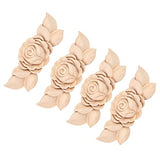 Wood Applique Rubber Wood Carved Corner Onlay Applique Furniture,Decorative Wood Appliques,Onlay Door Wall Cabinet Frame Decor Flower Shape Unpainted Pilipane