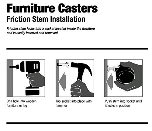 2-Inch Stem Caster Wheels, Stem 8 x 38mm or 5/16-Inch Diameter and 1.5 inch Long - Set of 5 MySit