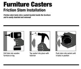 2-Inch Stem Caster Wheels, Stem 8 x 38mm or 5/16-Inch Diameter and 1.5 inch Long - Set of 5 MySit