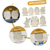 TEHAUX 7pcs Home Rabbit Decoration Animal Figurine Decor Unfinished Wood Easter Egg Easter Bunny Decor Easter Statues Spring Decor for Home Wood TEHAUX