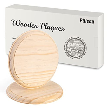 Pllieay 2Pcs 5 Inch Round Wooden Plaque Natural Pine Wood Base Unfinished Circle Plaque for Craft Projects and DIY Home Decoration