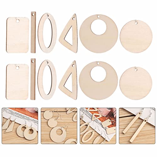 EXCEART 180 Pcs DIY Earrings Unfinished Wooden Earrings Lip Gloss Kits Blank Wood Charms DIY Wooden Earrings Charms Natural Wood Pendants Jewelry EXCEART