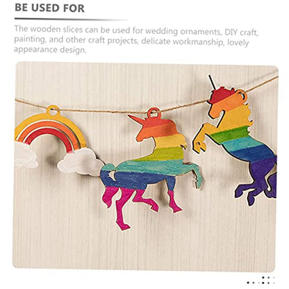 VOSAREA 1 Set Unicorn Chips Rainbow Shape Wooden Cutout Craft for Kids Shaped Slices Country Decor Kids Decor Animals for Kids Rainbow Shapes Wooden - WoodArtSupply