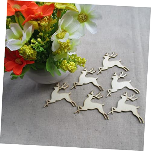 ABOOFAN 30 Pcs Unfinished Wood Ornaments Unfinished Wood Cutouts Wood Chips for Crafts Deer Wooden Pendant