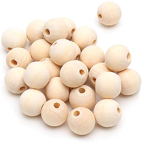 Wooden Beads, 200 Pcs 20mm Wood Beads Unfinished Natural Round Wooden Loose Beads Wood Spacer Beads for Crafts Jewelry Making Garland Making (20mm)