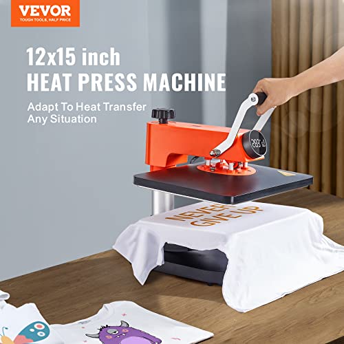 VEVOR Heat Press 15X12 Inch Heat Press Machine 5 in 1 Digital Multifunctional Sublimation T-Shirt Heat Press Machine for T Shirts Hat Mug Cap Plate