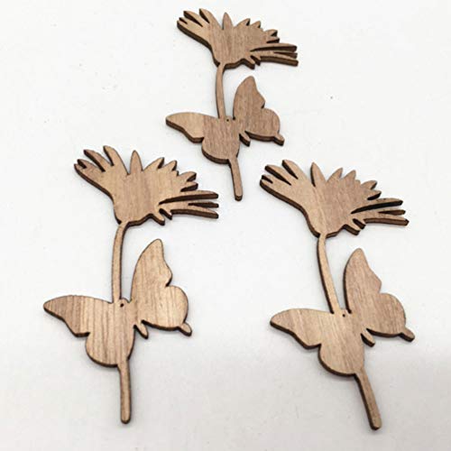 Happyyami 30pcs Wooden Flowers for Crafts Unfinished Wood Cutouts Wood Shapes Slices for DIY Wedding Birthday Party Favors Centerpieces (Assorted Happyyami