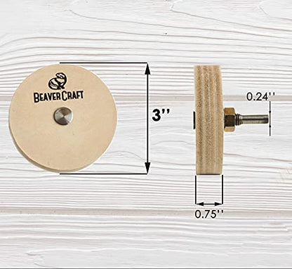 BeaverCraft PW1 Sharpening Wheel Stropping 3" Wheel Leather Wheel Honing Wheel Leather Polishing Wheel Knife Sharpening Wheel Kit Leather Stropping - WoodArtSupply