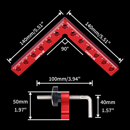 DEEFIINE 90 Degree Positioning Squares Right Angle Clamps 5.5" x 5.5",Aluminum Alloy Woodworking Carpenter L-Type Corner Clamping Tool for Picture - WoodArtSupply