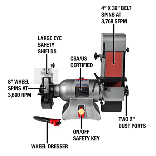 JET Combination 8" Grinder and 2" x 48" Belt Sander, 1 HP, 1Ph 115/230V (IBGB-248) - WoodArtSupply