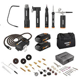 Worx WX996L MAKERX 6 Tool Kit: Rotary Tool, Wood & Metal Crafter, Air Brush, Heat Gun, Grinder and LED Flex Light in Carry Bag WORX