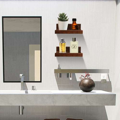 Z metnal Mini Floating Shelves, Small Natural Wooden Display Wall Shelf for Picture Ledge, Pawlownia, Wall Mounted, 8 x 5.5inch, 2 Pack Z metnal