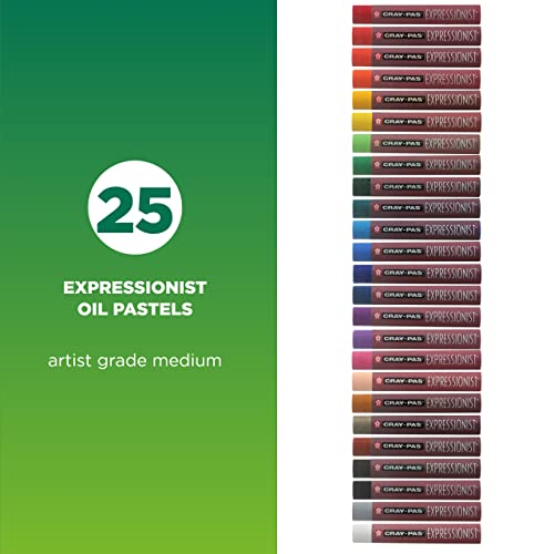 SAKURA Cray-Pas Expressionist Oil Pastel Set - Soft Oil Pastels for Artists - 25 Colors SAKURA