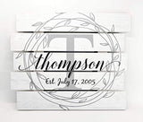 Personalized Printed Wood Family Name Sign With Rustic Pallet Monogram 15x18 MRC Wood Products