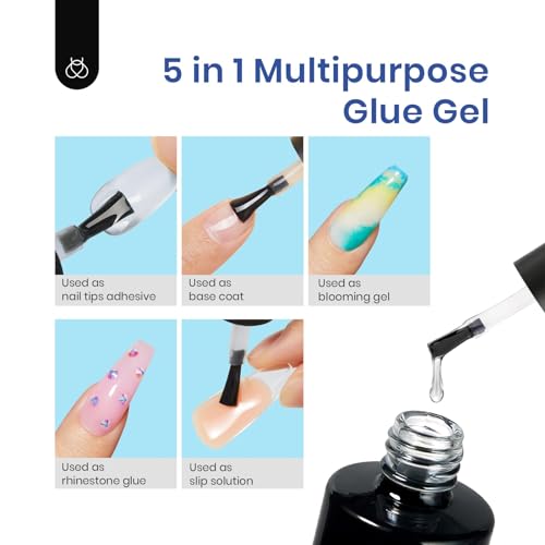 Beetles Gel Nail Kit Easy Nail Extension Set With 500Pcs Medium Coffin Shaped Tips 5 in 1 Nail Glue Base Gel and Innovative Led Lamp Easy Funny Diy beetles Gel Polish