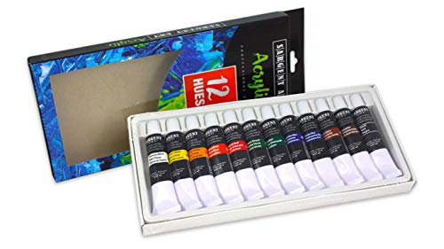 Sargent Art 23-0501, Acrylic Tube Paint, 12ml, 12 Colors, Use with Canvas, Wood, Craft Projects, Perfect for Beginning Artists to Students and Sargent Art