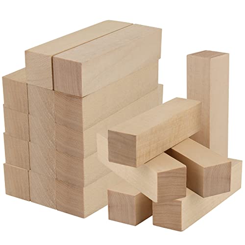 KEILEOHO 20 Pack 4 x 1 x 1 Inch Basswood Carving Blocks, Soft Basswood for Wood Carving, Unfinished Basswood Carving Whittling Blocks Solid Wooden KEILEOHO