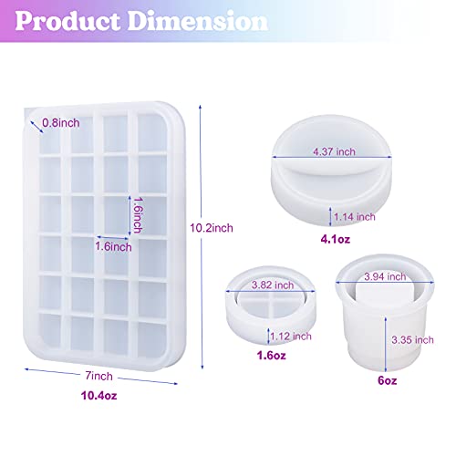 LET'S RESIN Resin Mold Silicone Kit with Resin Rolling Tray Mold, Ashtray Resin Jar Mold with Lid for Casting Resin,Epoxy Resin,DIY Storage Container LET'S RESIN
