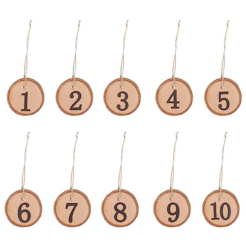 LUOEM 10pcs 1-10 Wedding Table Numbers Hanging Wood Slice Wedding Table Centerpieces for Arts Crafts Wall Decor Wedding DIY Projects LUOEM