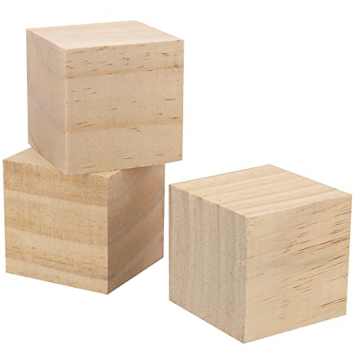 HOZEON 45 PCS 2 Inch Wooden Cubes, Natural Unfinished Wood Blocks, Blank Wood Square Blocks for Painting, Puzzle Making, Decorating, Crafts and DIY HOZEON