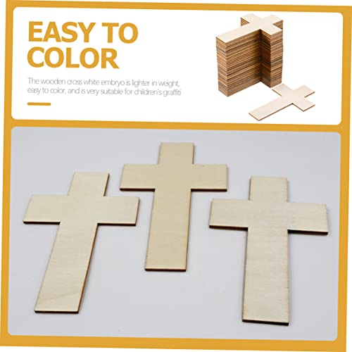50pcs Easter Cross Cutouts Wood Crafts Unfinished Cross Unfinished Wood Cross Unfinished Blank Cross Craft Wood Chips Cross Embellishments Wood Toy SUPVOX