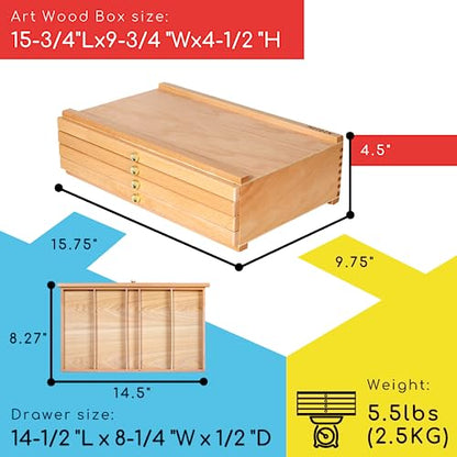 MEEDEN 4-Drawer Artist Supply Storage Box - Portable Foldable Multi-Function Beech Wood Artist Pencil & Brush Storage Box with Drawer & Compartments - WoodArtSupply