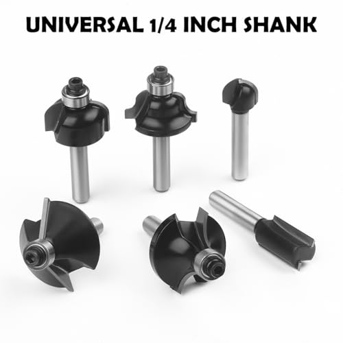 UTRUSTTO 1/4" Router Bit Set 12 Pieces, Tungsten Carbide Router Bits 1/4 Inch Shank, for Professional and Beginners Carpenter UTRUSTTO